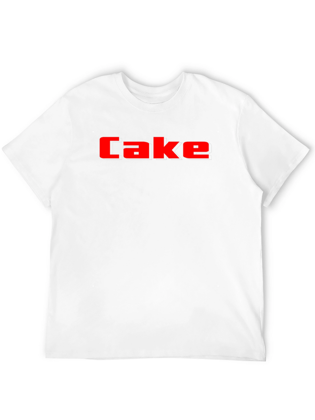 Cake Graphic Tee - Bold Red Lettering on Black