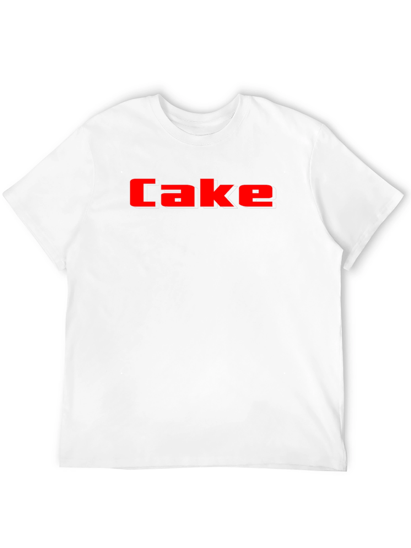 Cake Graphic Tee - Bold Red Lettering on Black