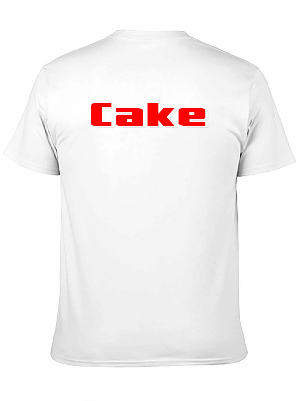 Cake Graphic Tee - Bold Red Lettering on Black
