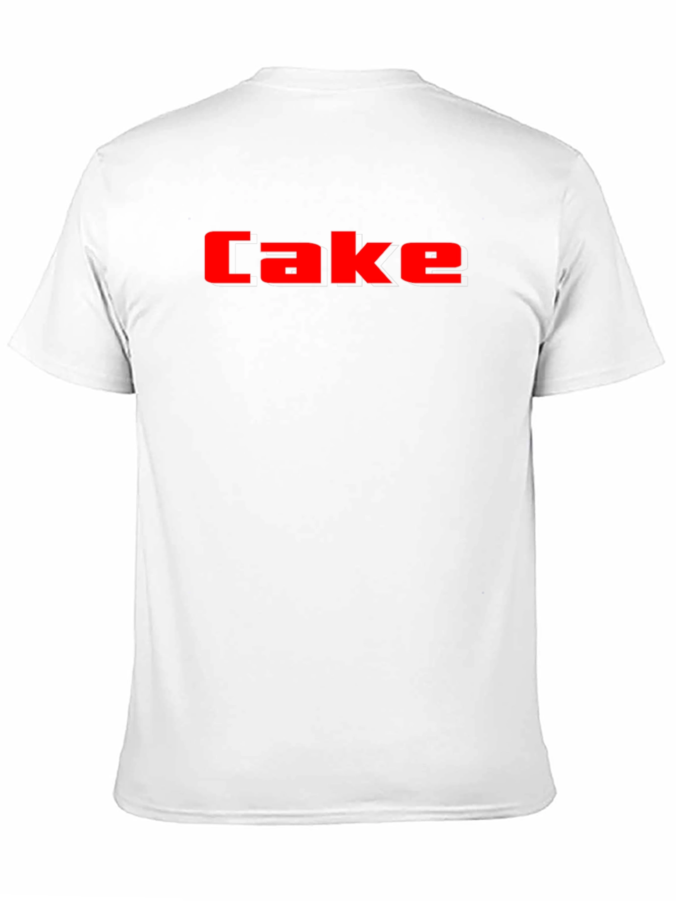 Cake Graphic Tee - Bold Red Lettering on Black