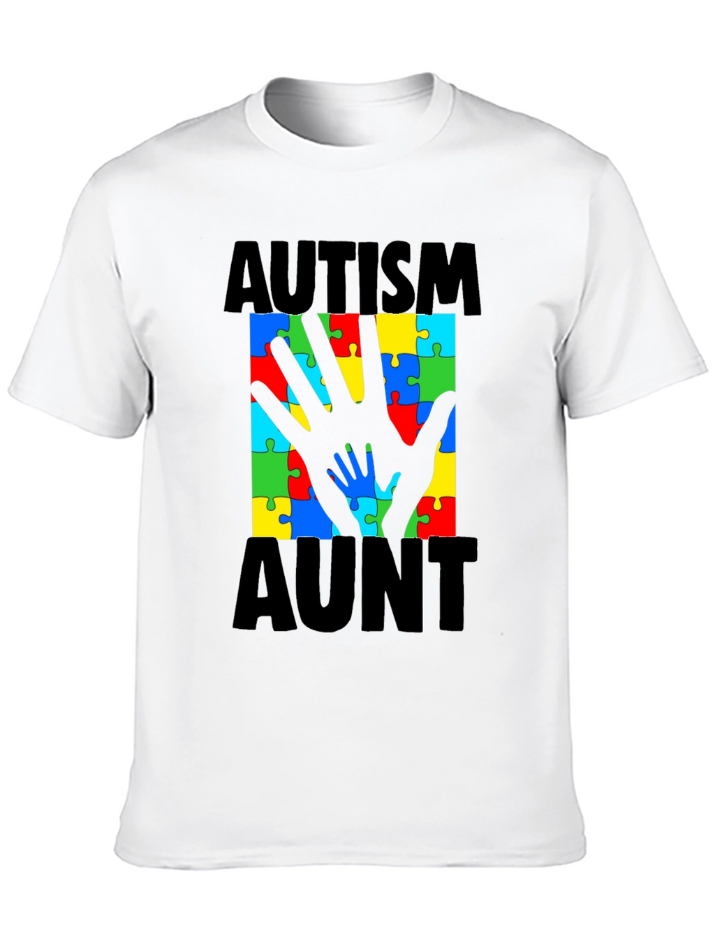 Autism Aunt T-Shirt: Puzzle Piece Hand Design