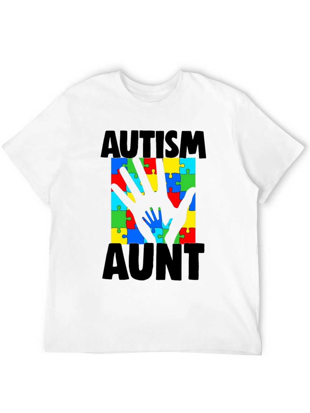 Autism Aunt T-Shirt: Puzzle Piece Hand Design