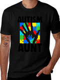 Autism Aunt T-Shirt: Puzzle Piece Hand Design