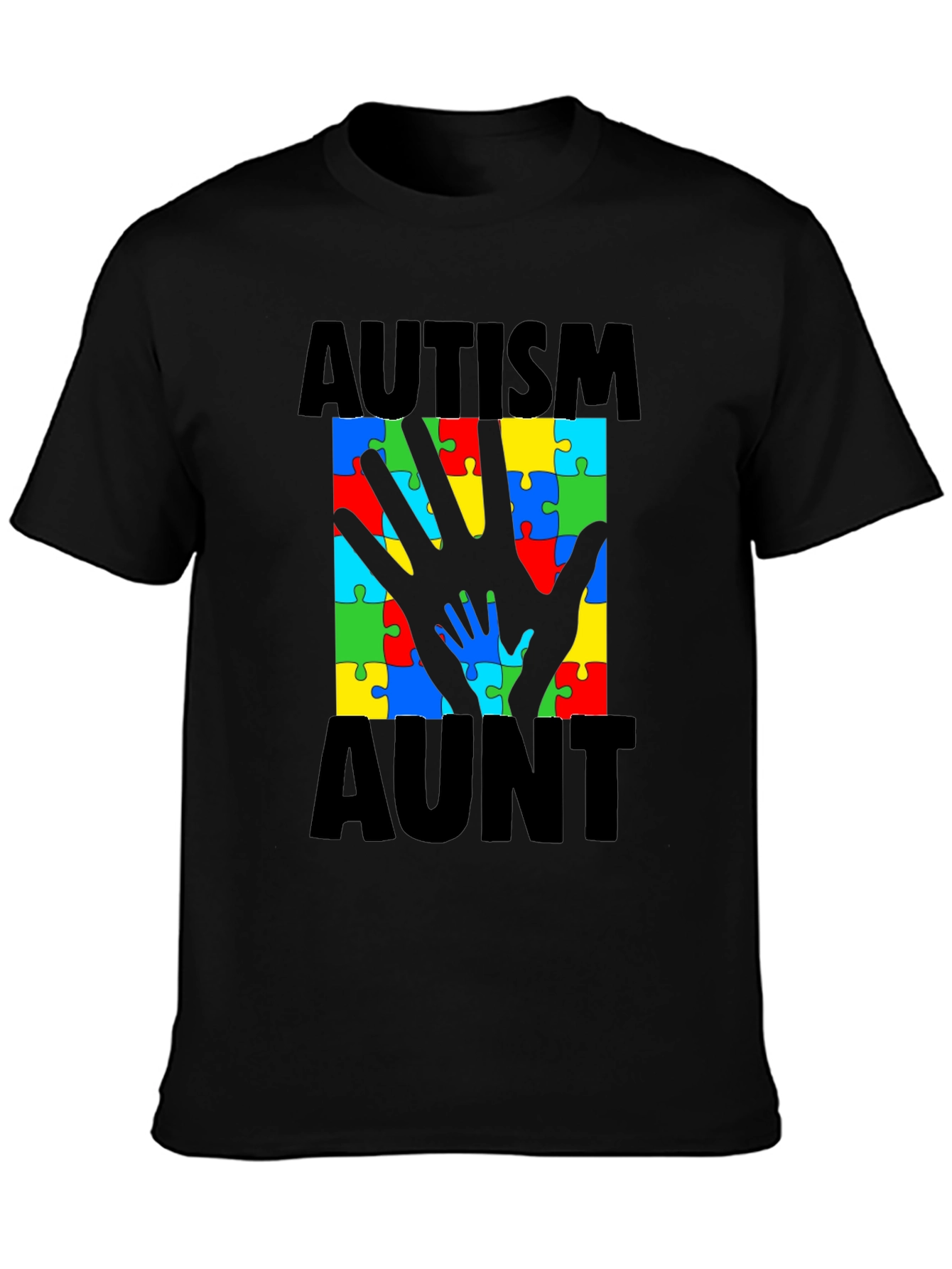 Autism Aunt T-Shirt: Puzzle Piece Hand Design
