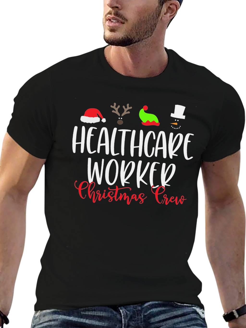 Healthcare Worker Christmas Crew T-Shirt