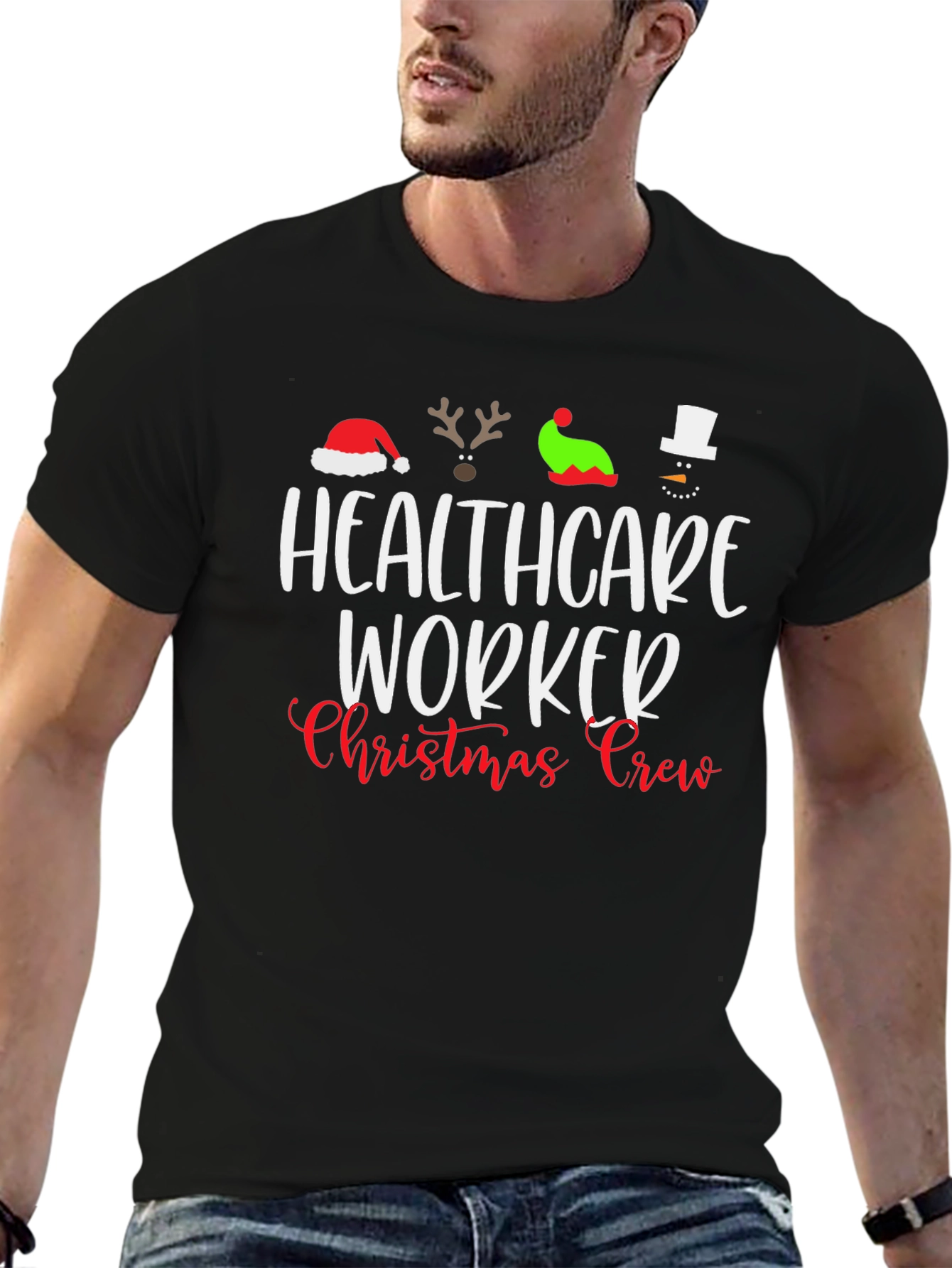 Healthcare Worker Christmas Crew T-Shirt