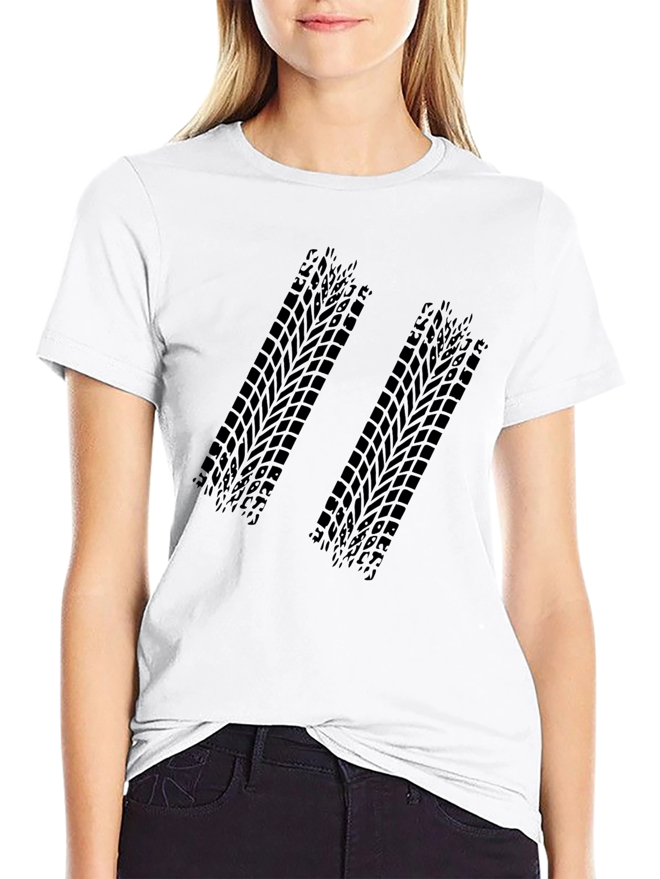 Black Tire Track Graphic Tee