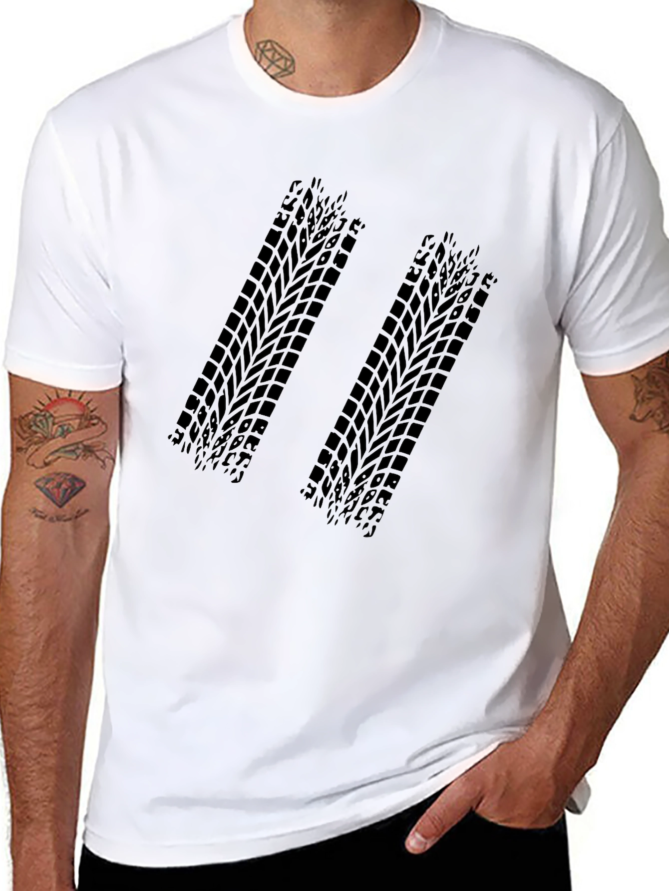 Black Tire Track Graphic Tee