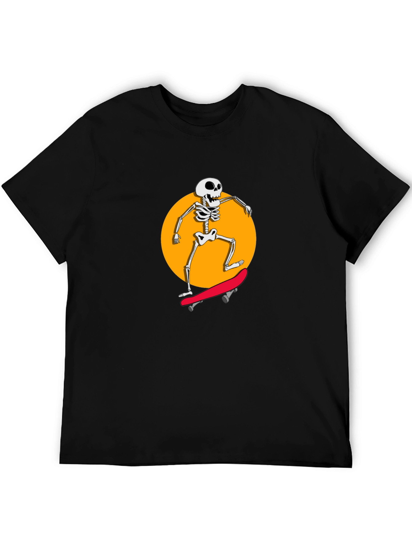 Skeleton Skateboarder Black Graphic Tee