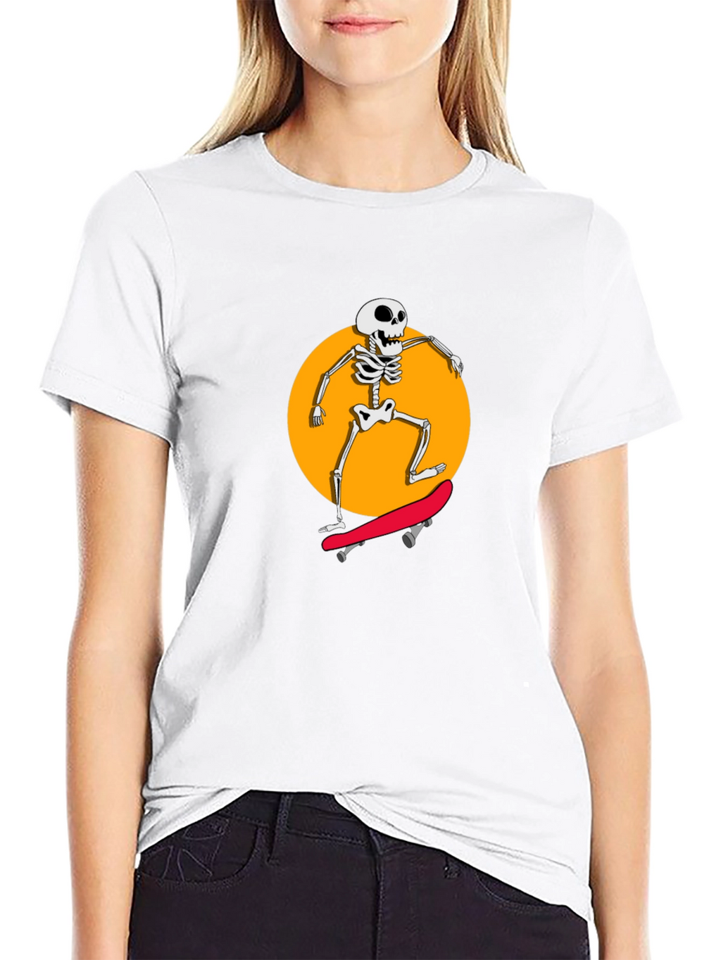 Skeleton Skateboarder Black Graphic Tee