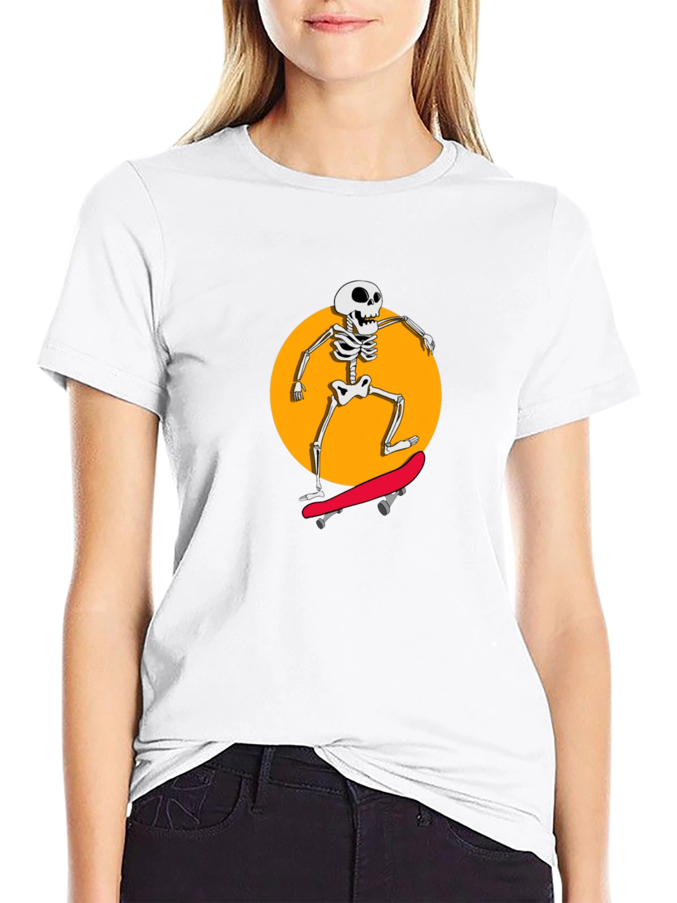 Skeleton Skateboarder Black Graphic Tee
