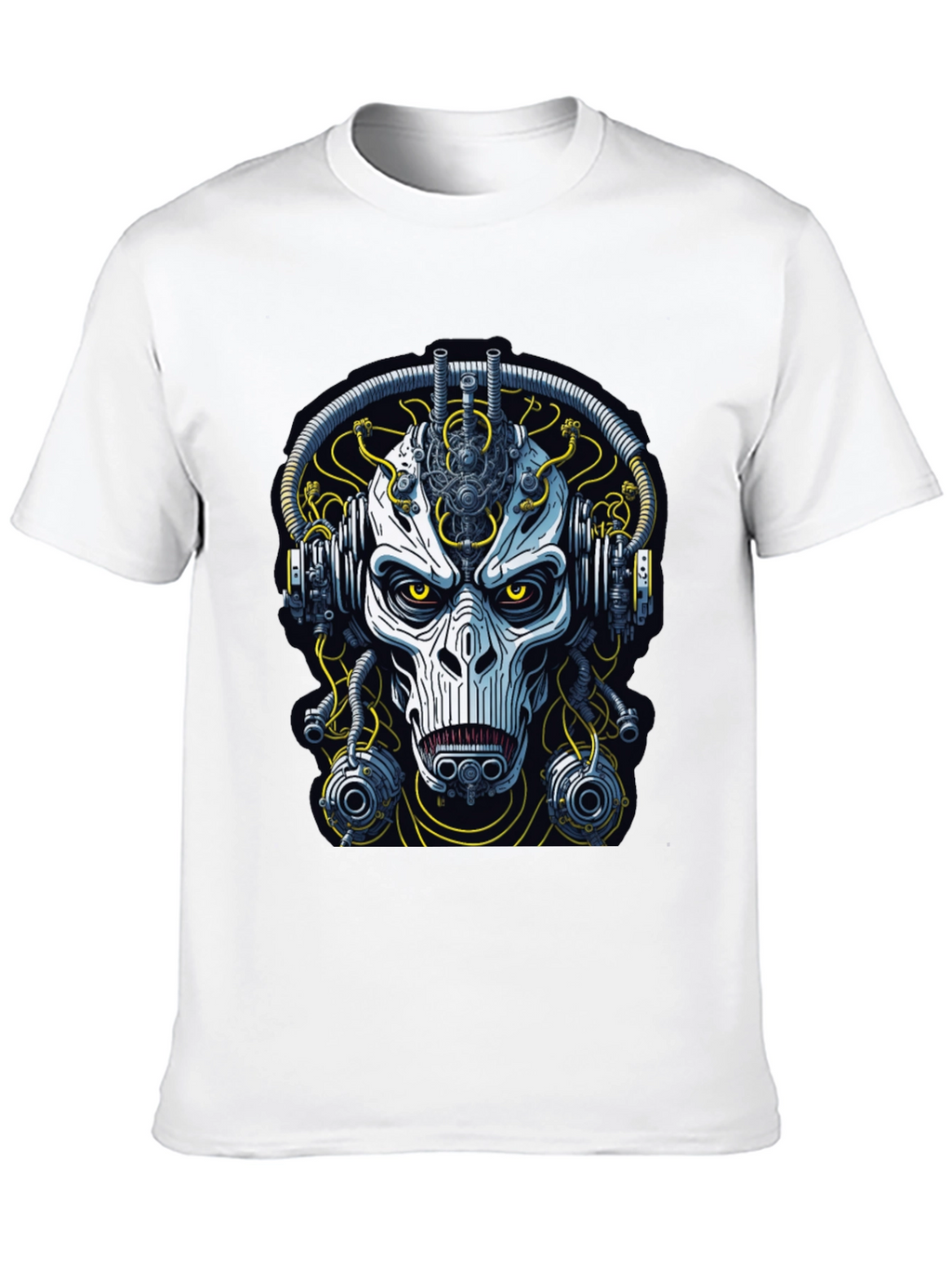 Cyberpunk Skull Graphic Tee - Mens Black T-Shirt