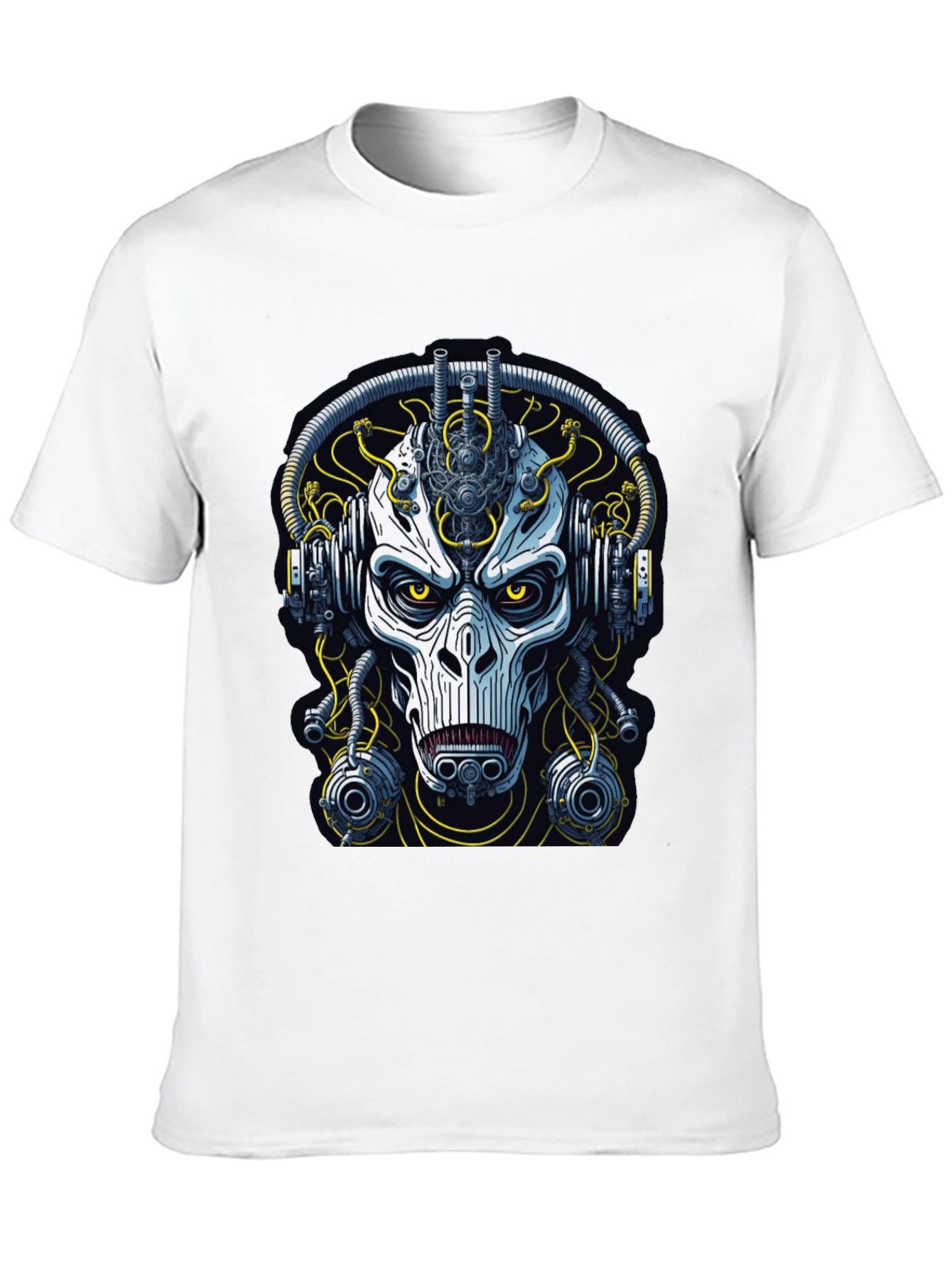 Cyberpunk Skull Graphic Tee - Mens Black T-Shirt