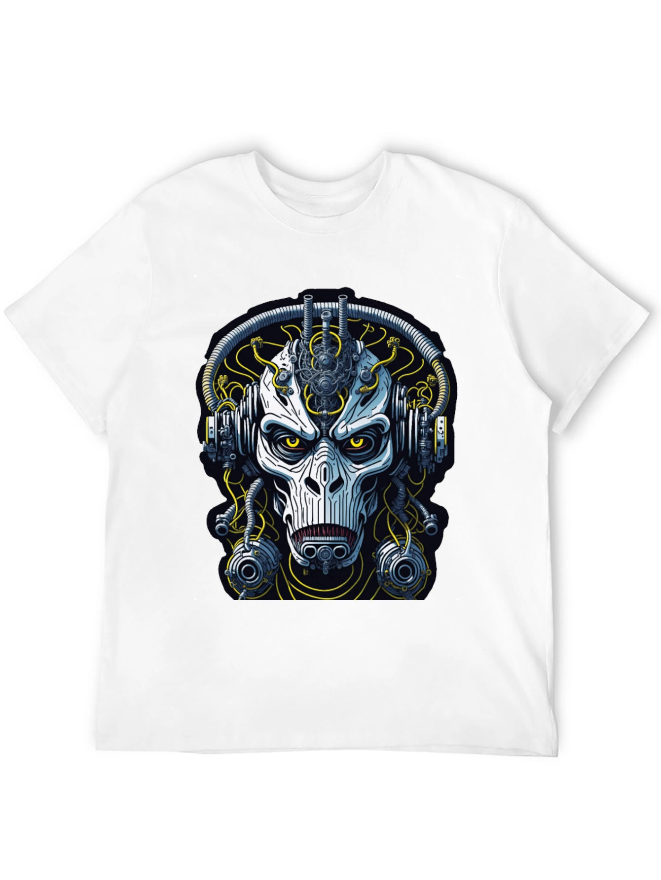 Cyberpunk Skull Graphic Tee - Mens Black T-Shirt