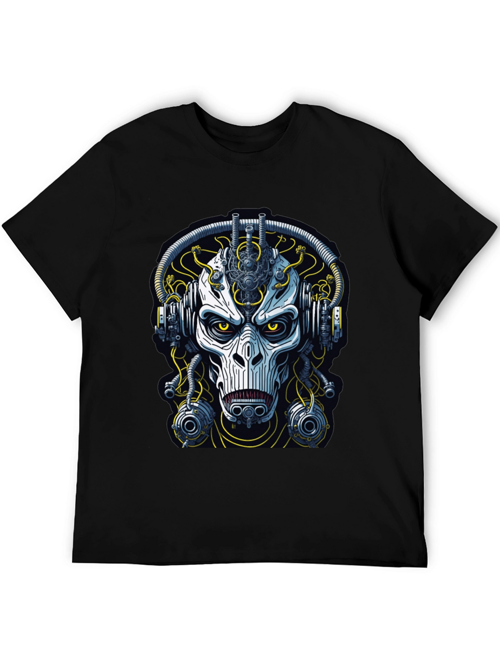 Cyberpunk Skull Graphic Tee - Mens Black T-Shirt