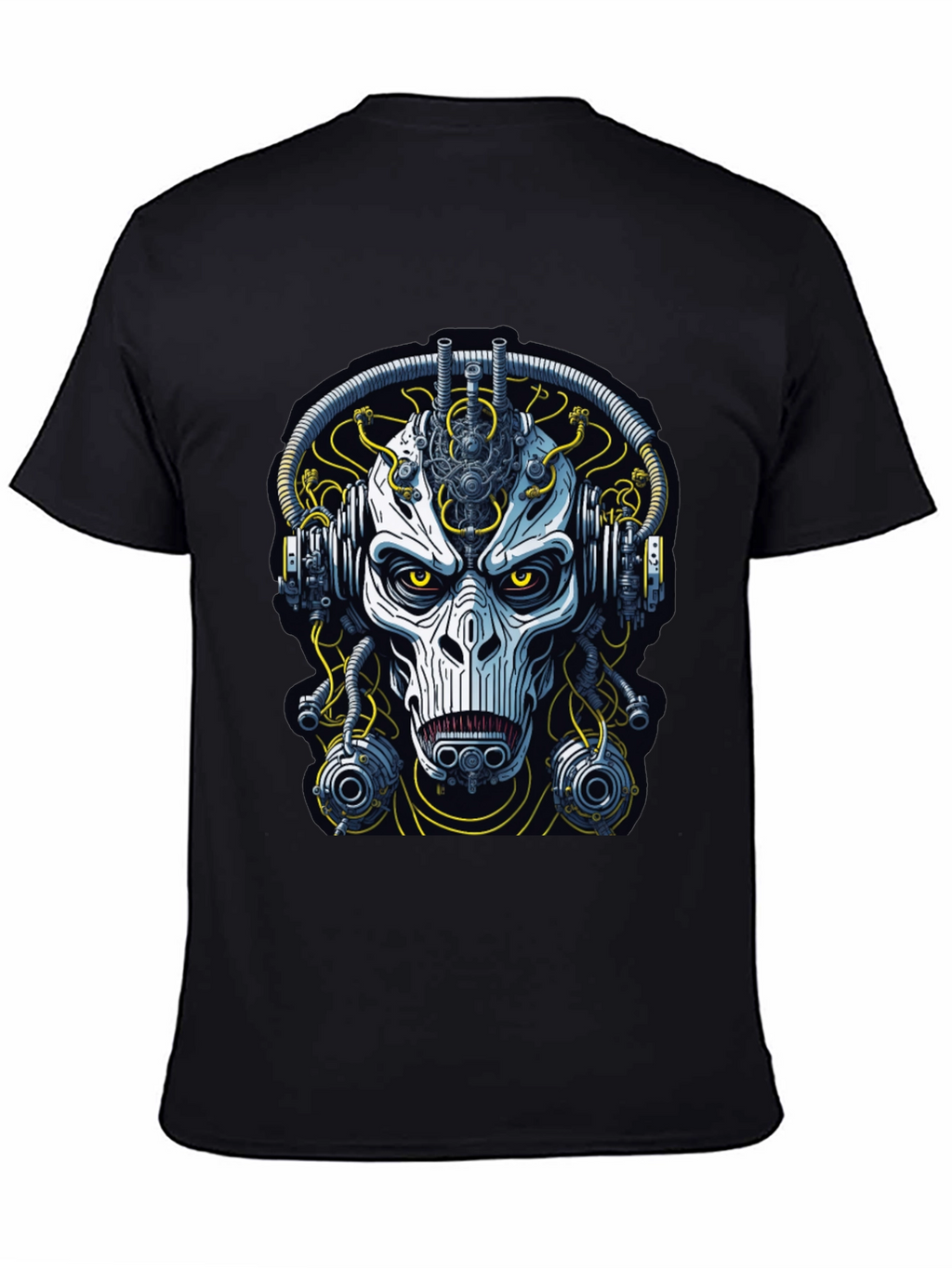 Cyberpunk Skull Graphic Tee - Mens Black T-Shirt