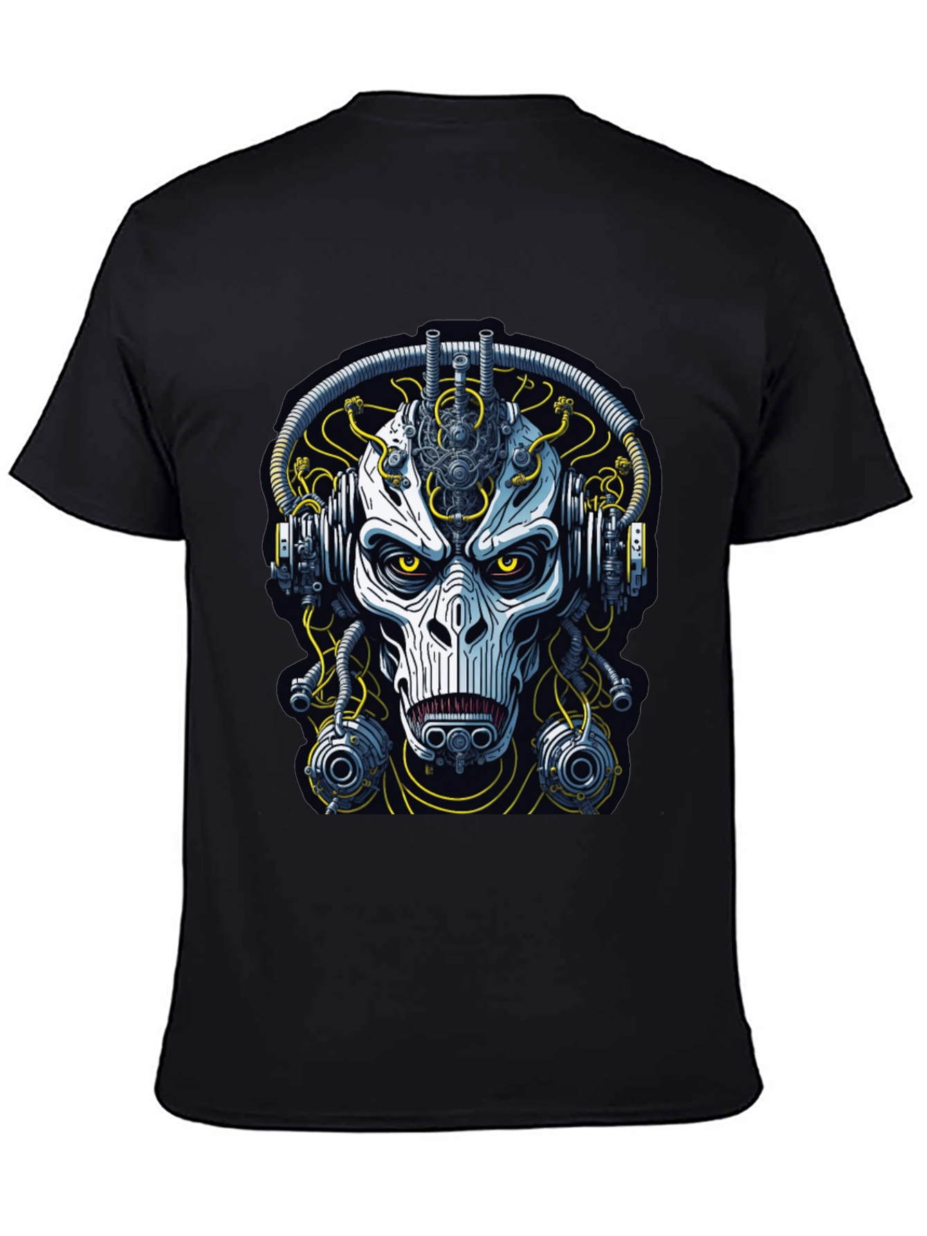 Cyberpunk Skull Graphic Tee - Mens Black T-Shirt