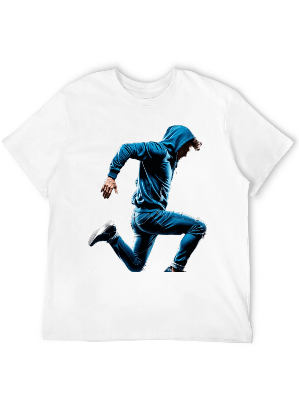 Black T-Shirt with Blue Hoodie Jumper Design