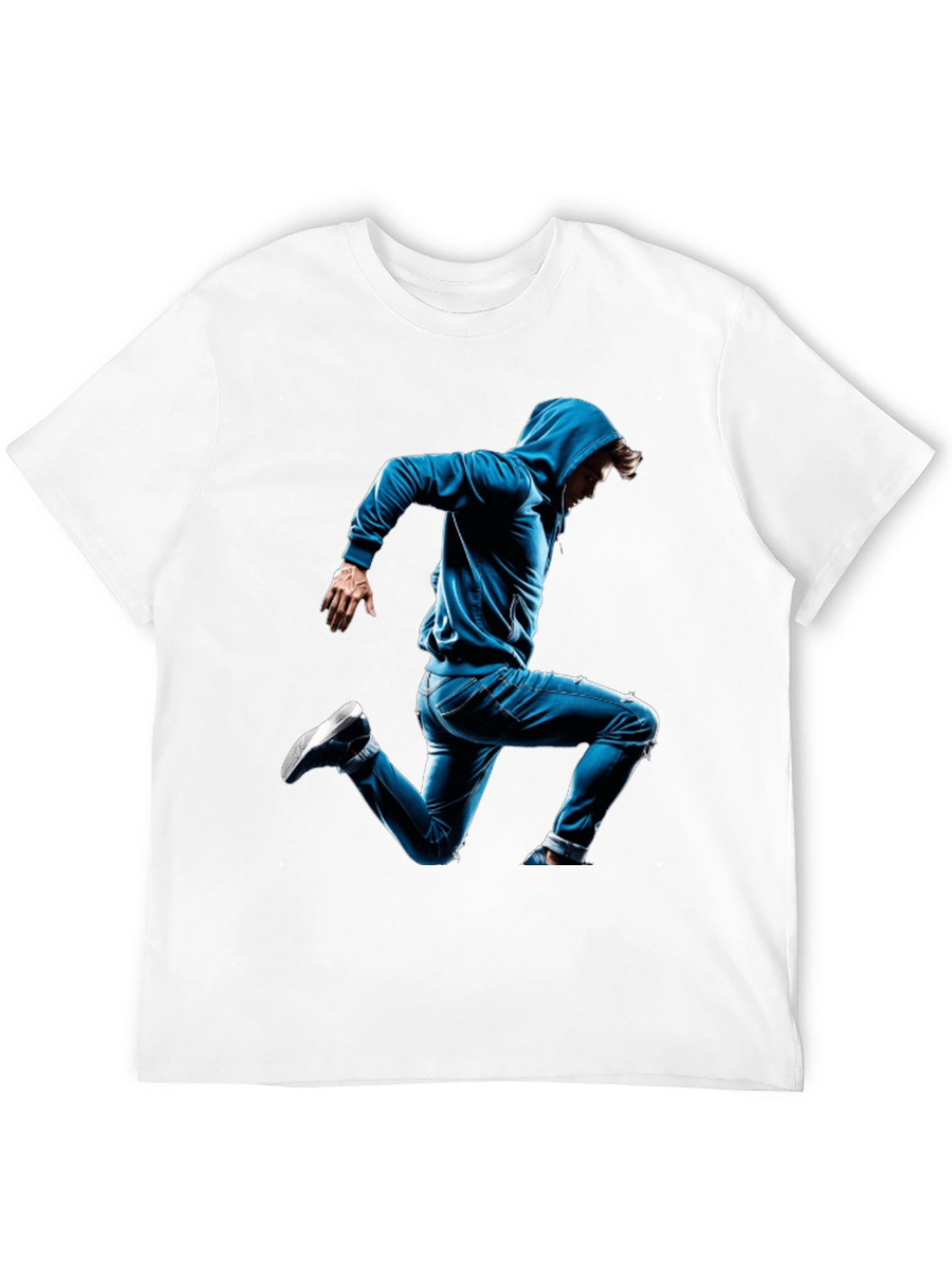 Black T-Shirt with Blue Hoodie Jumper Design