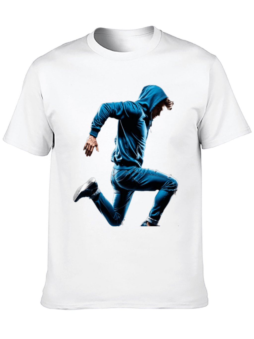 Black T-Shirt with Blue Hoodie Jumper Design