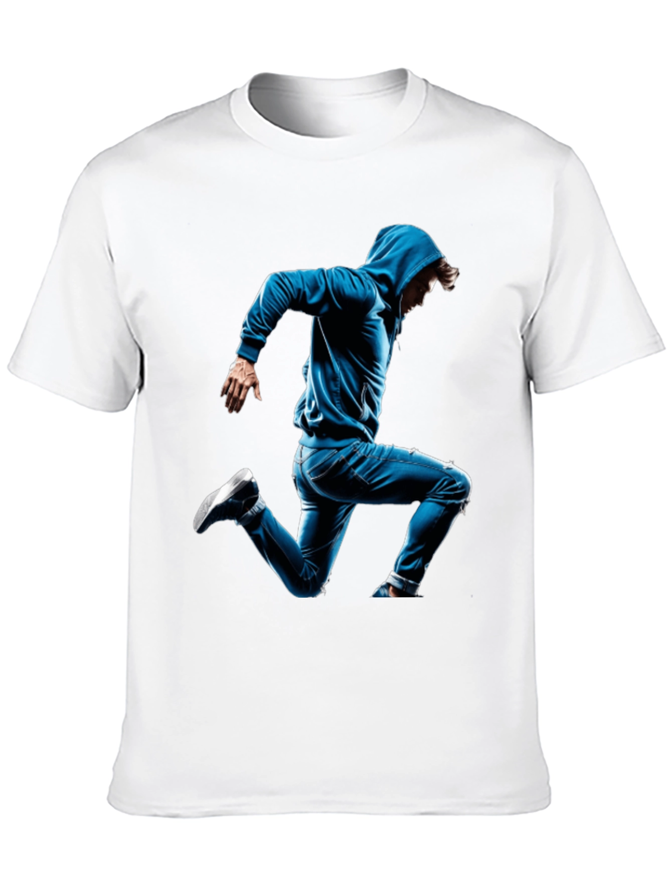 Black T-Shirt with Blue Hoodie Jumper Design
