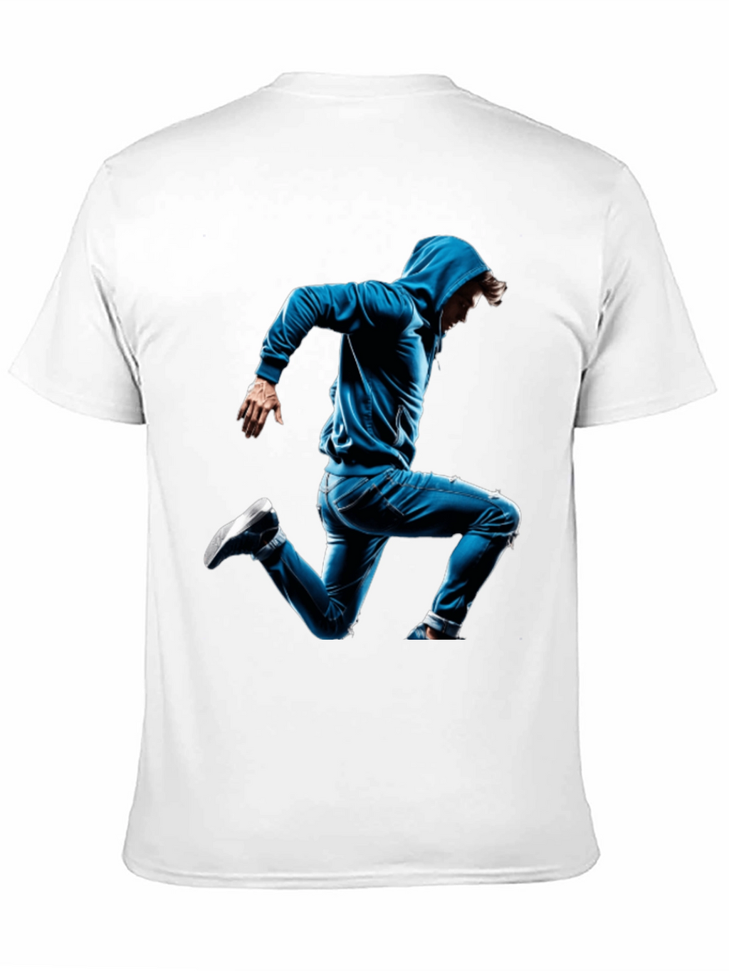 Black T-Shirt with Blue Hoodie Jumper Design