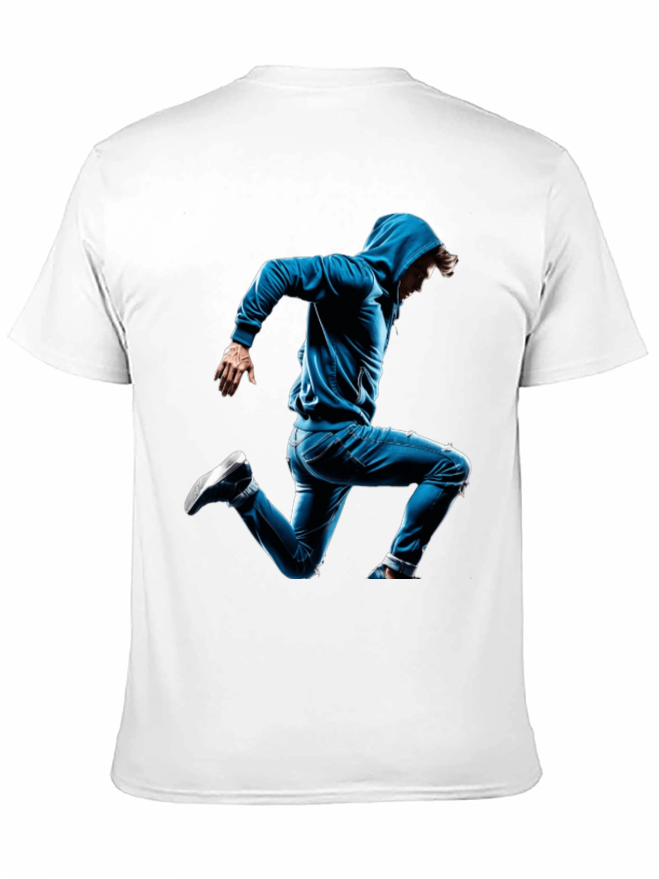 Black T-Shirt with Blue Hoodie Jumper Design