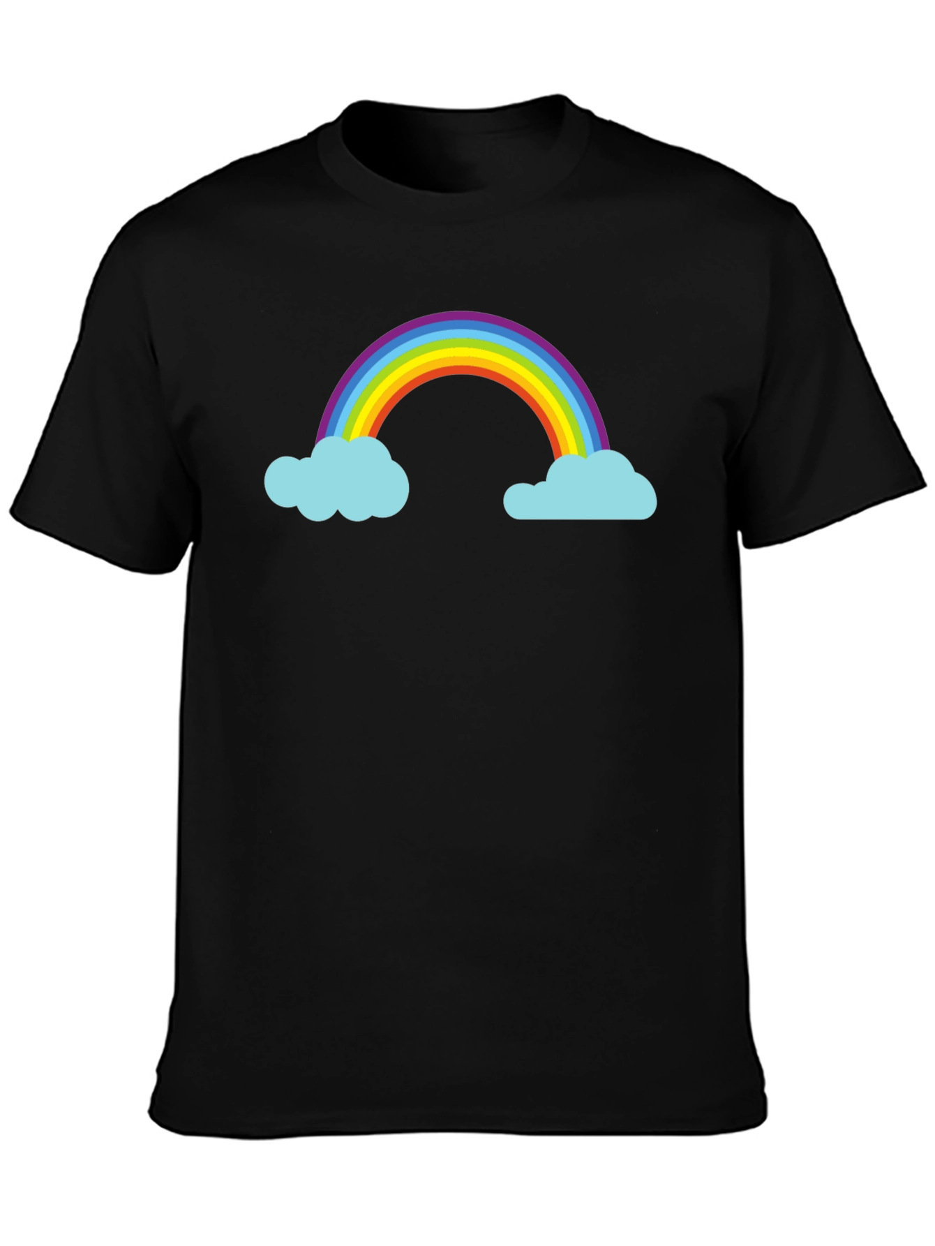 Rainbow and Cloud Graphic Black T-Shirt
