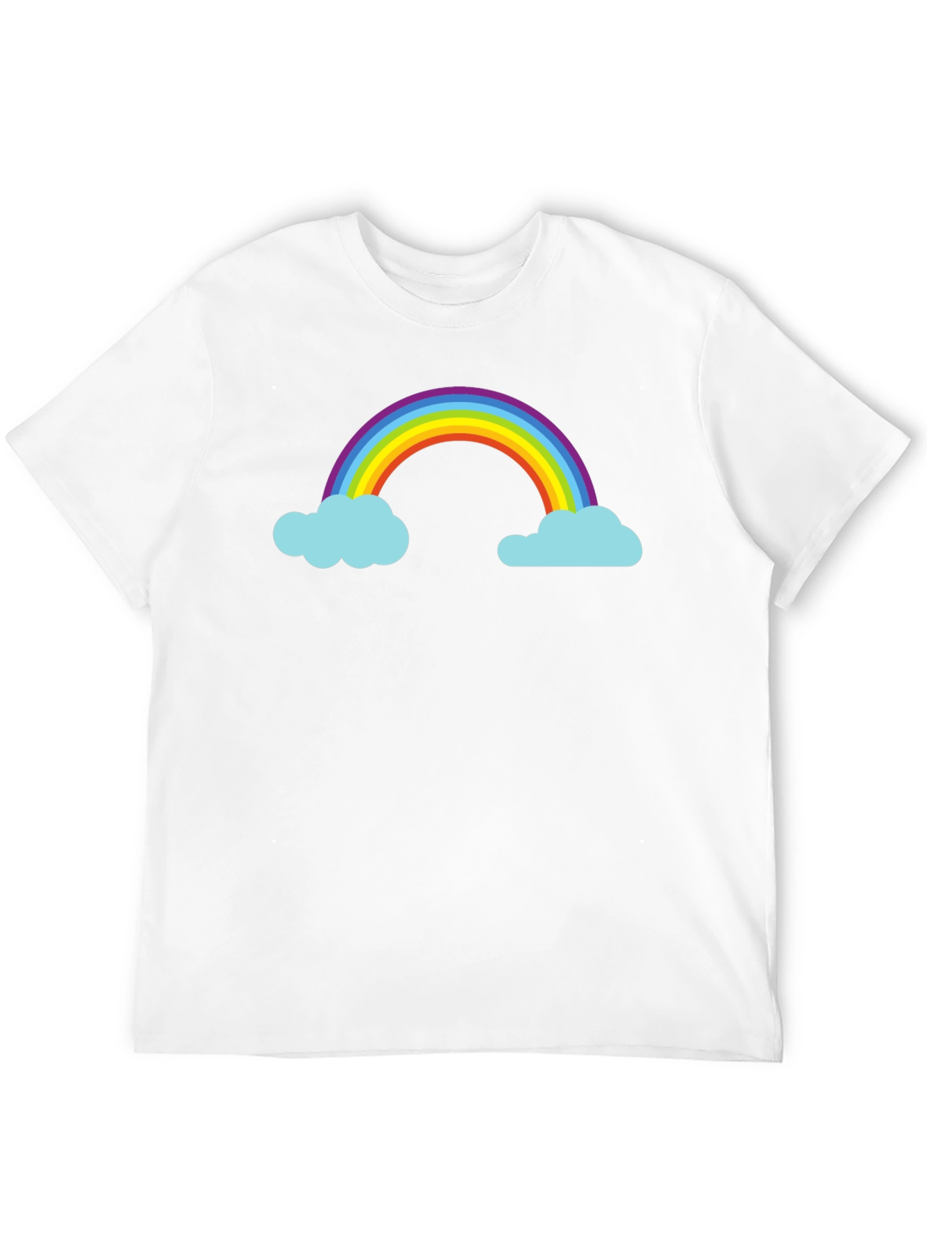 Rainbow and Cloud Graphic Black T-Shirt