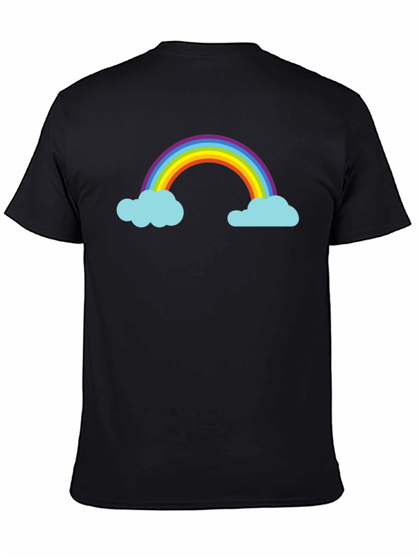 Rainbow and Cloud Graphic Black T-Shirt