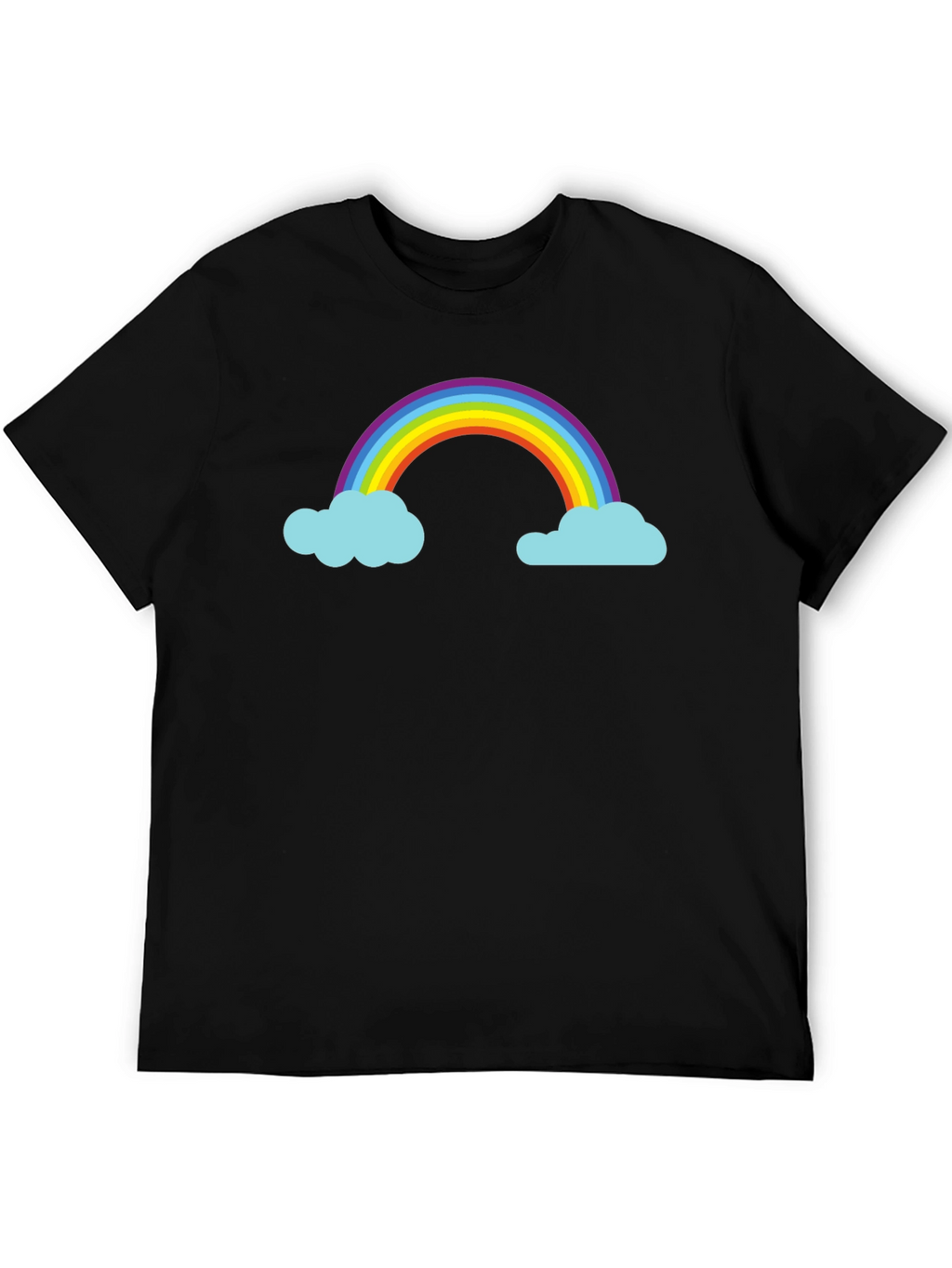Rainbow and Cloud Graphic Black T-Shirt