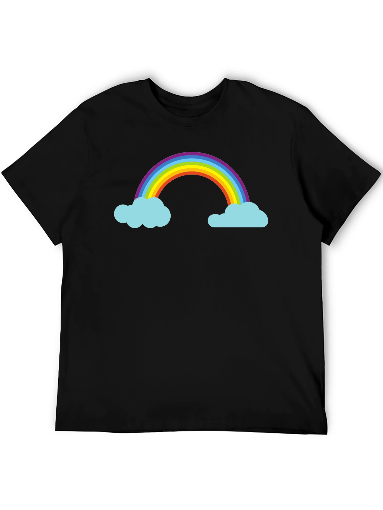Rainbow and Cloud Graphic Black T-Shirt