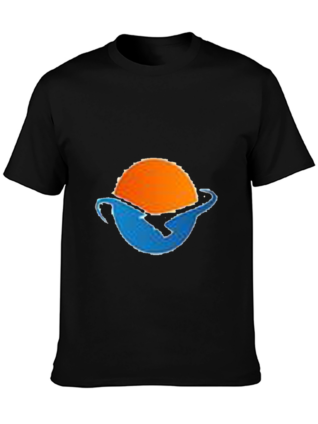 Sunset Wave Graphic Tee - Black Cotton Blend