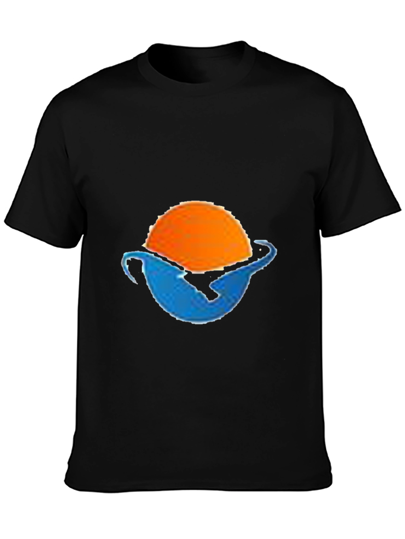 Sunset Wave Graphic Tee - Black Cotton Blend