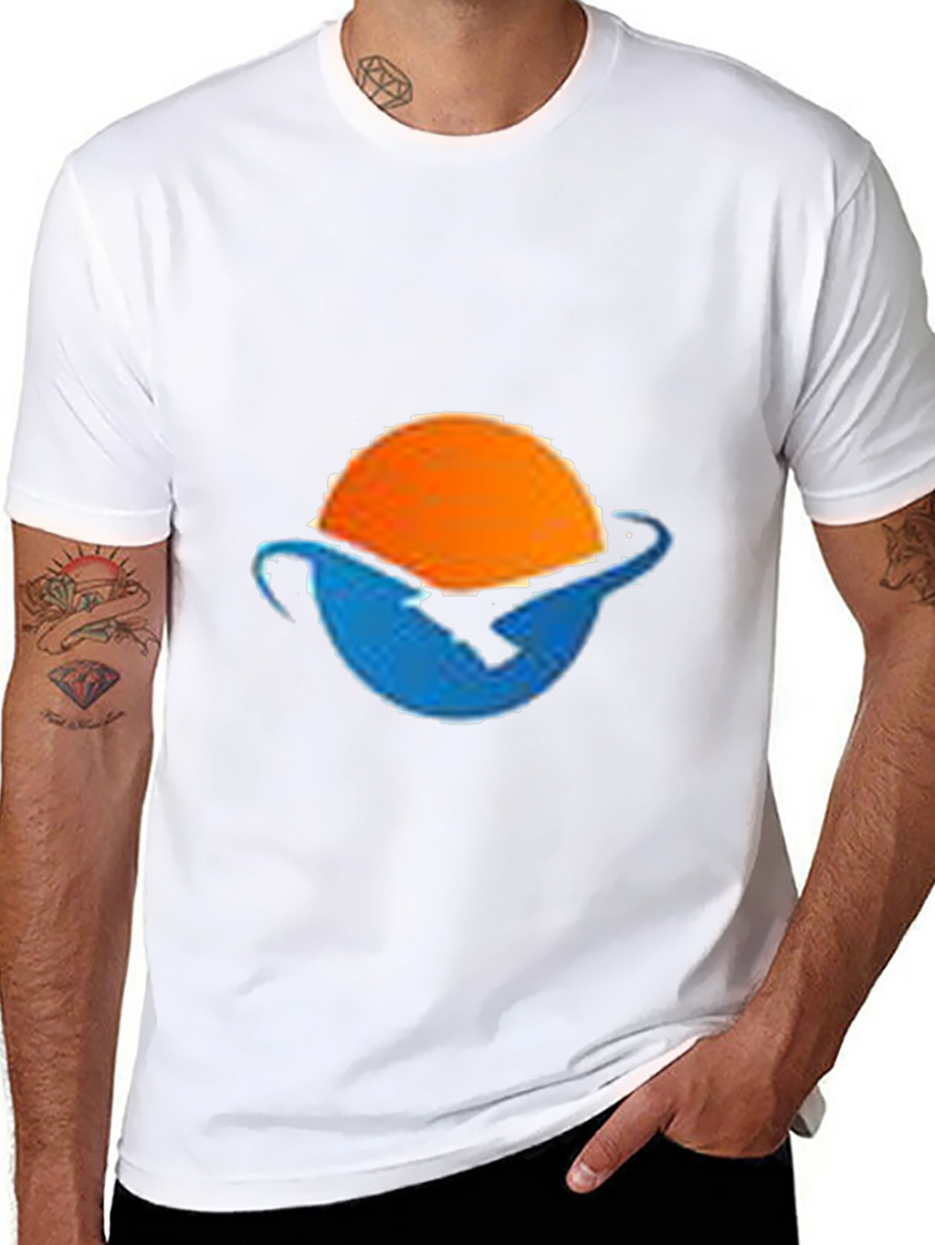 Sunset Wave Graphic Tee - Black Cotton Blend
