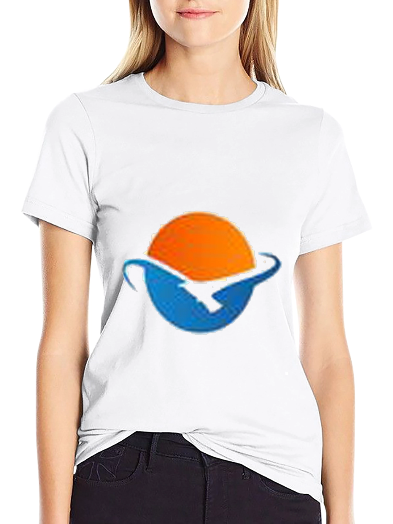 Sunset Wave Graphic Tee - Black Cotton Blend