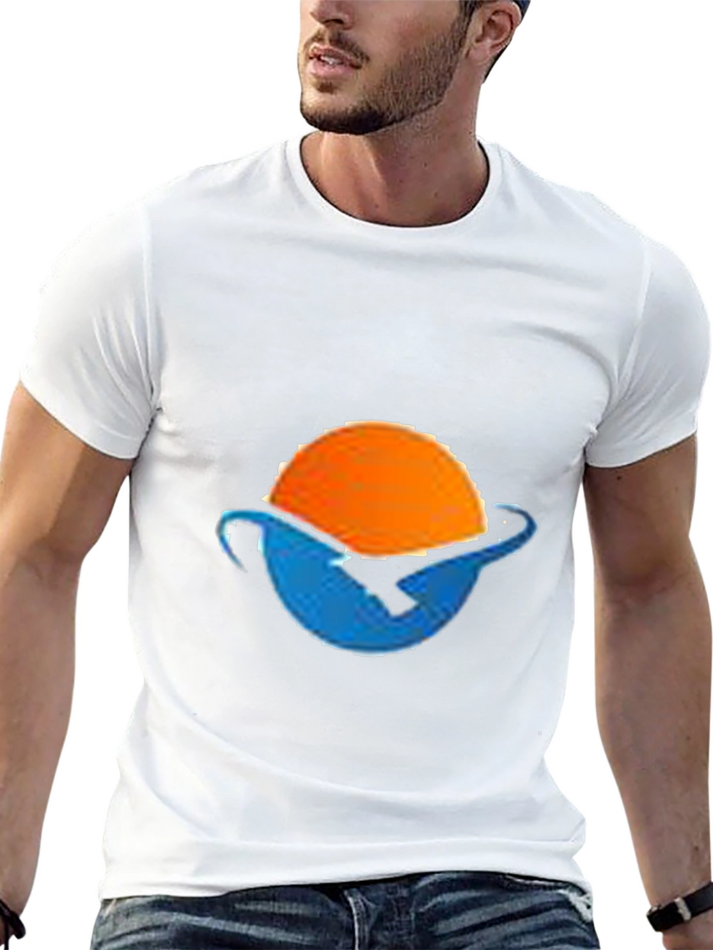 Sunset Wave Graphic Tee - Black Cotton Blend