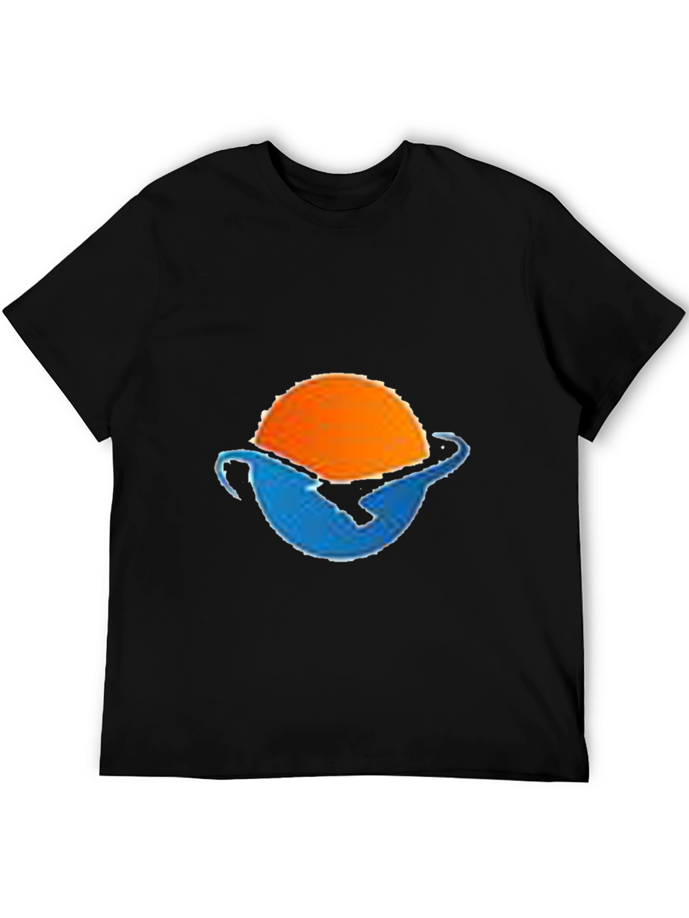 Sunset Wave Graphic Tee - Black Cotton Blend