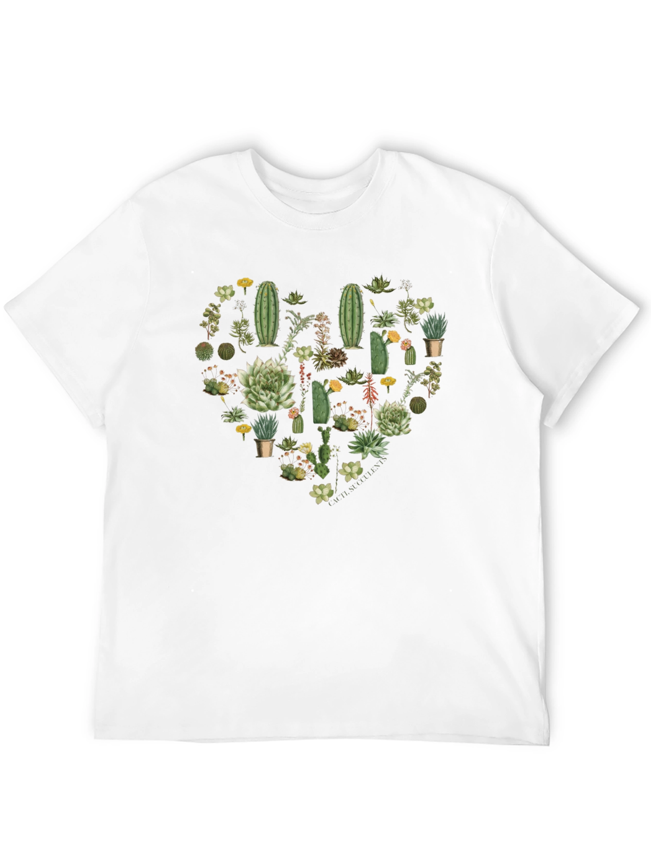 Cactus Heart Graphic T-Shirt - Trendy Plant Lover Tee