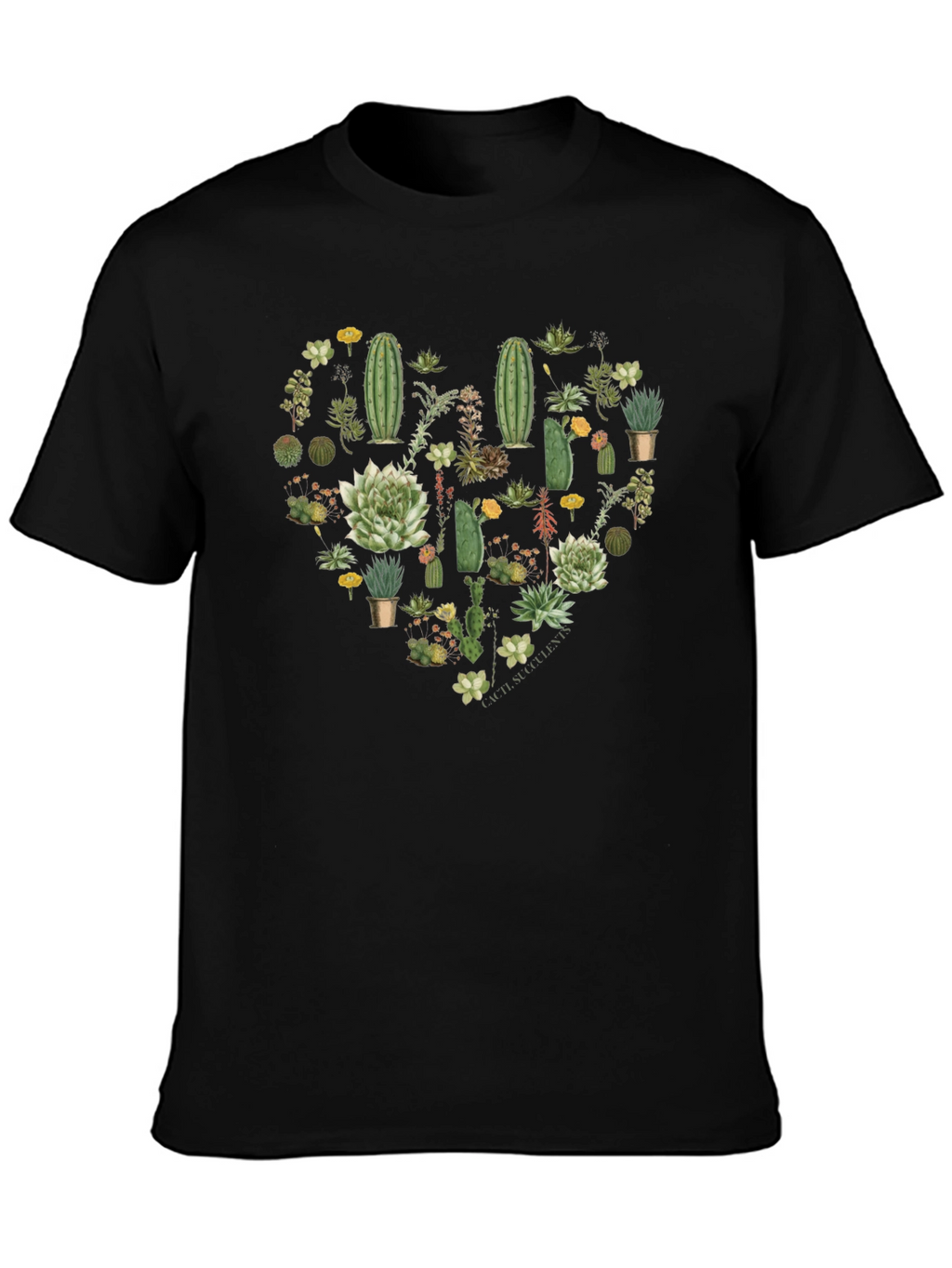 Cactus Heart Graphic T-Shirt - Trendy Plant Lover Tee