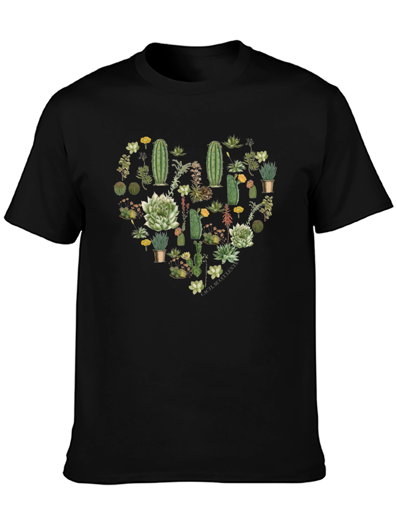 Cactus Heart Graphic T-Shirt - Trendy Plant Lover Tee