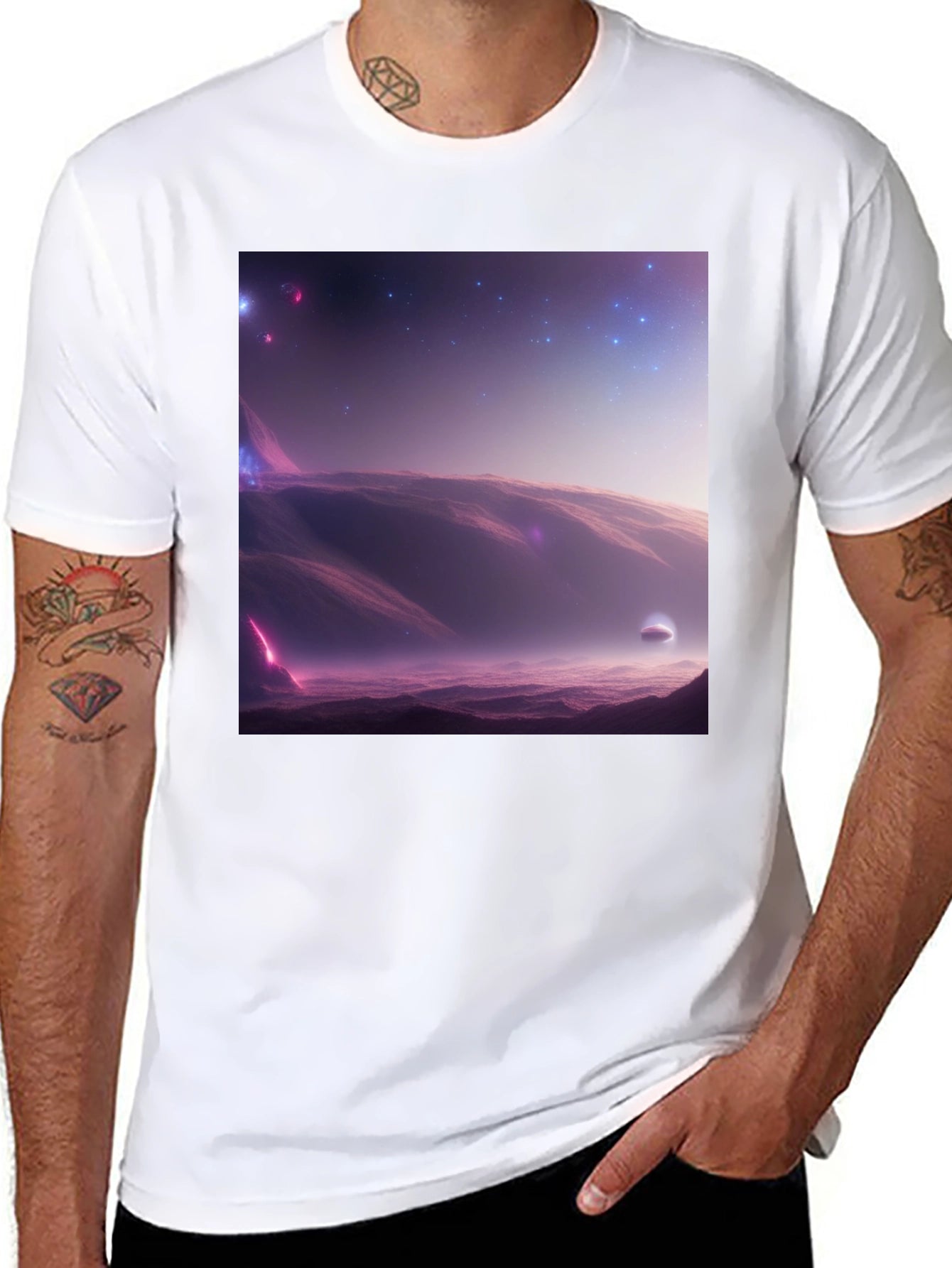 Cosmic Landscape Graphic Tee - Black