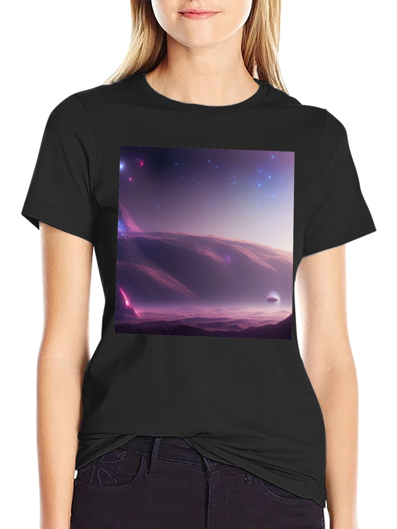 Cosmic Landscape Graphic Tee - Black