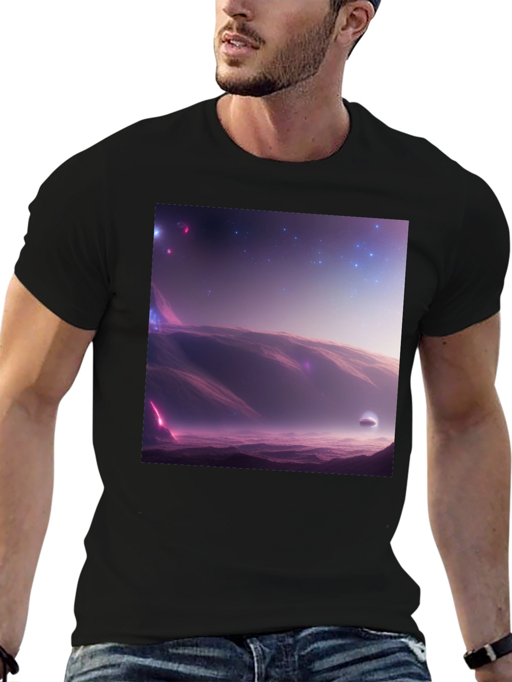 Cosmic Landscape Graphic Tee - Black