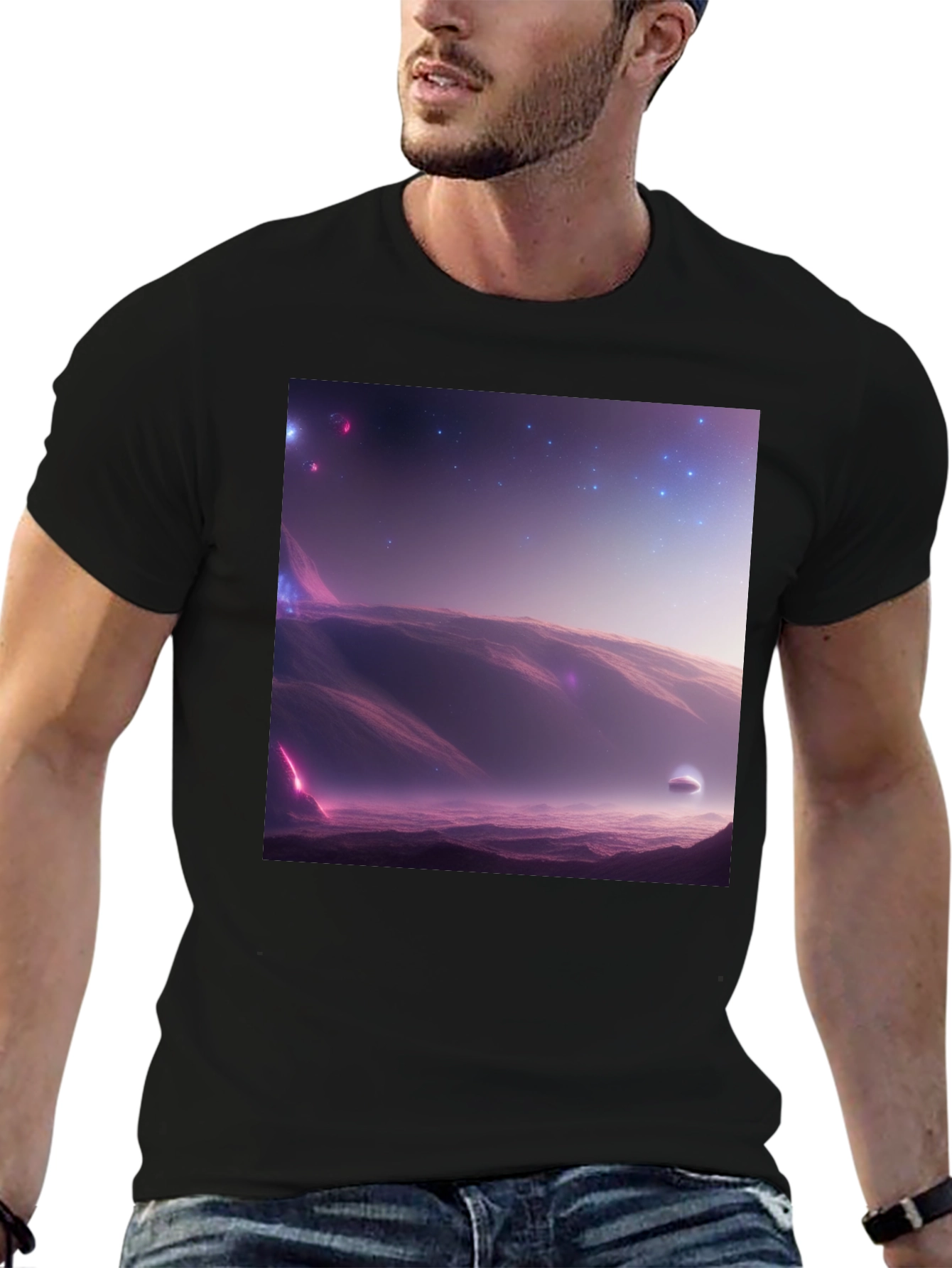 Cosmic Landscape Graphic Tee - Black