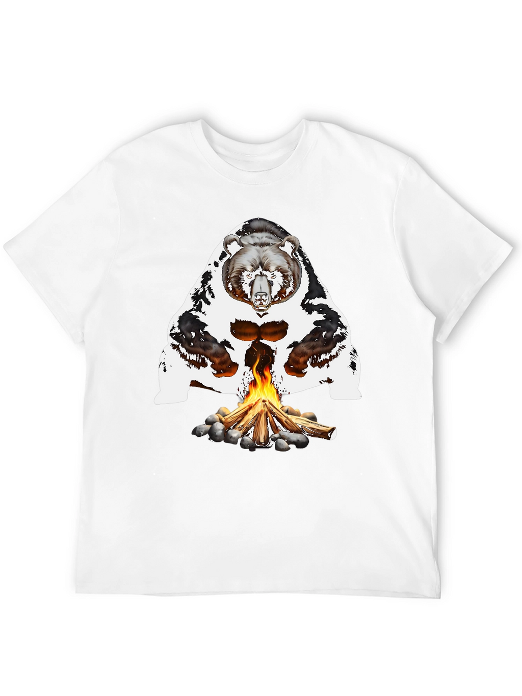 Bear Campfire Graphic Tee - Black