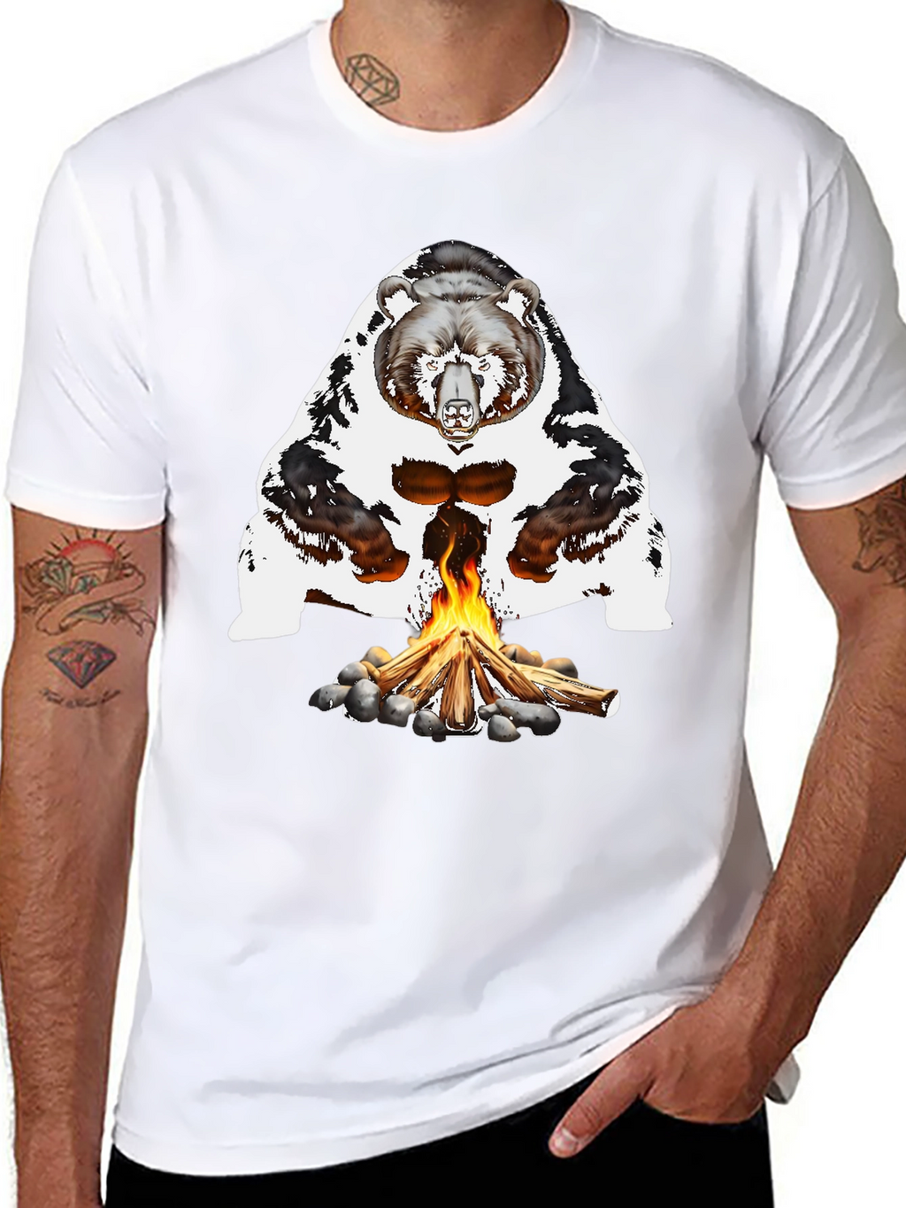 Bear Campfire Graphic Tee - Black