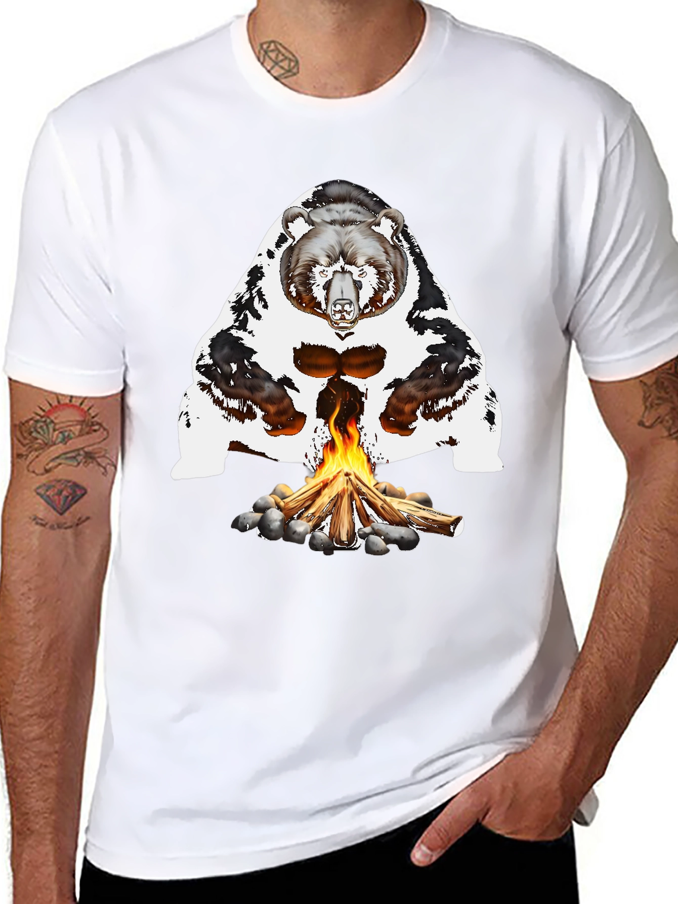 Bear Campfire Graphic Tee - Black