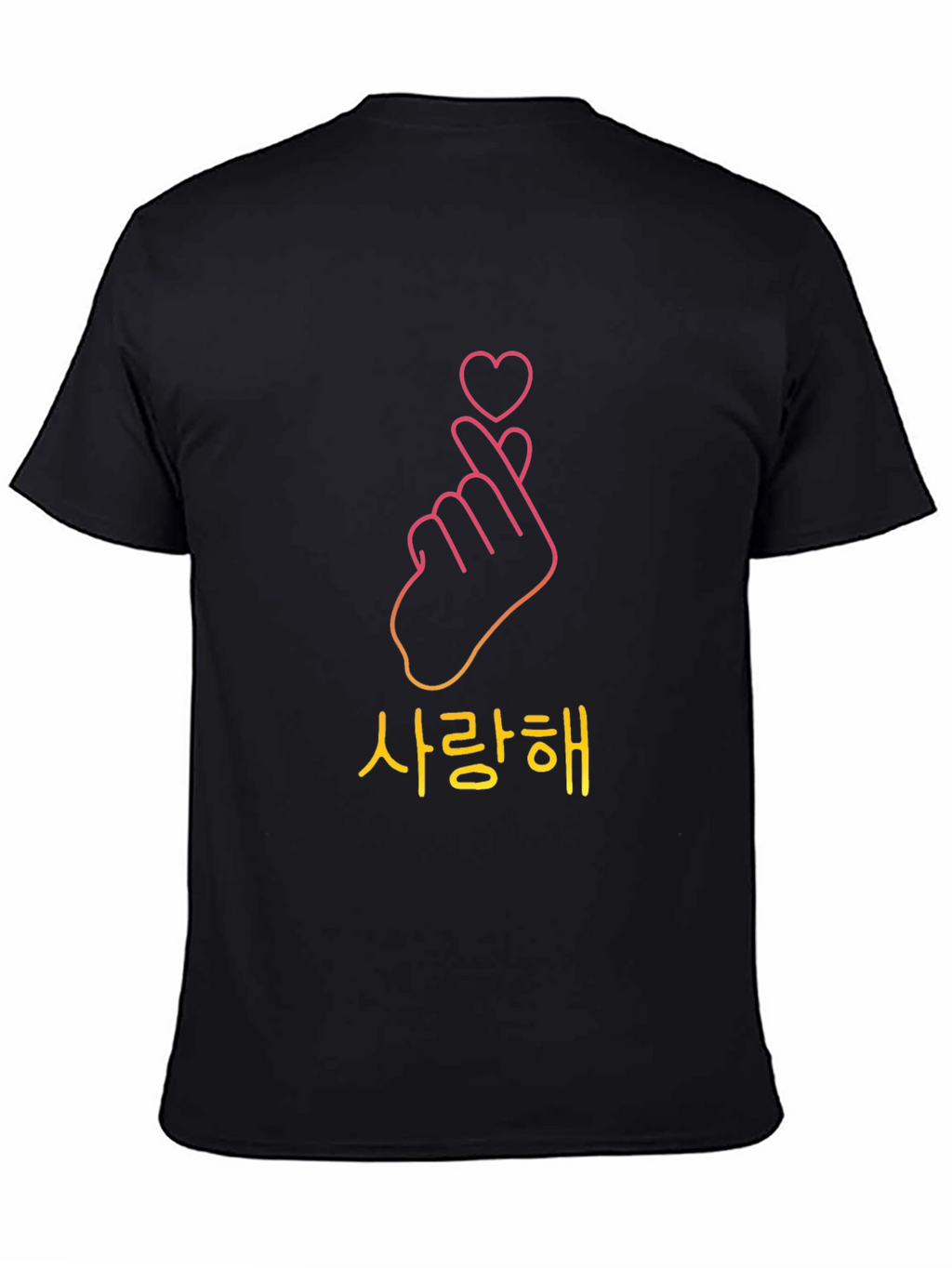 Korean Finger Heart Black T-Shirt