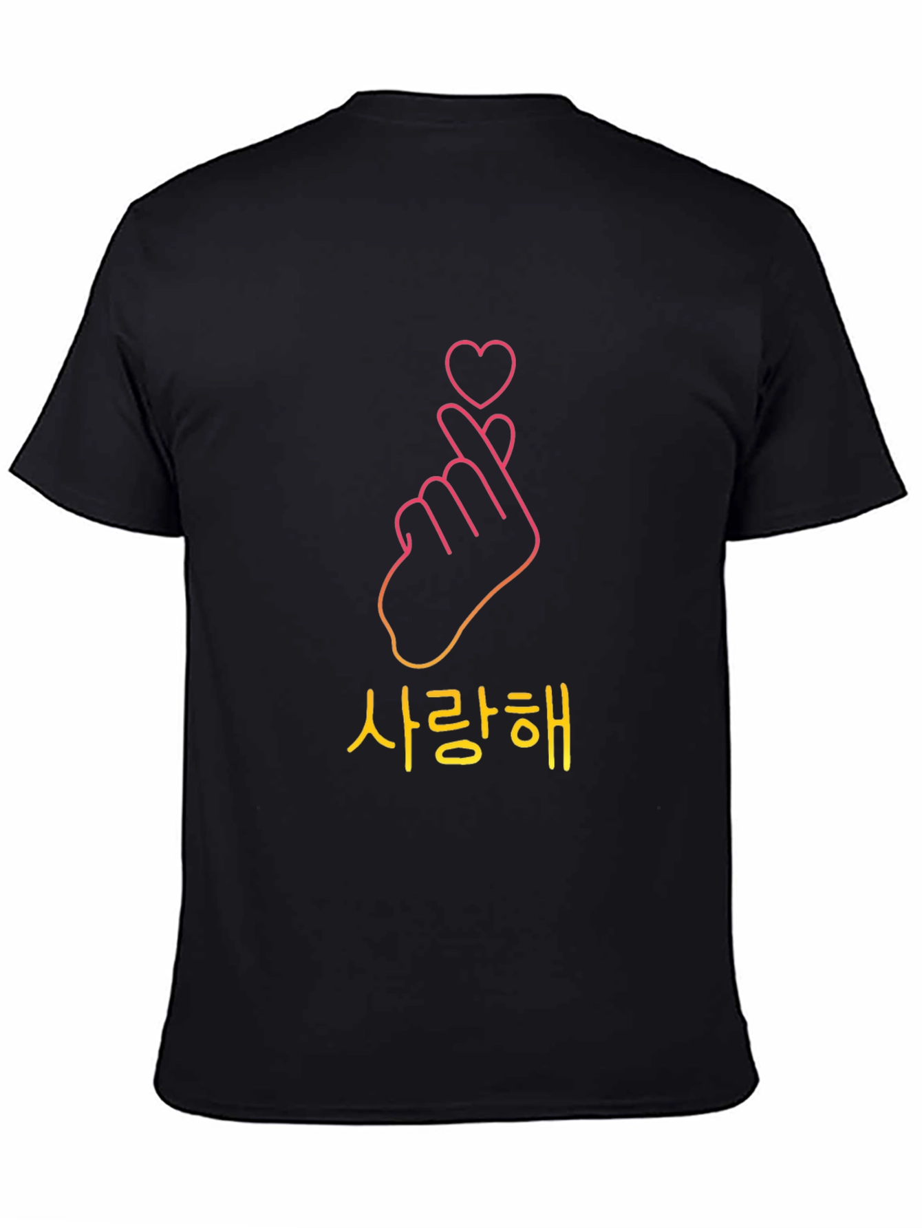 Korean Finger Heart Black T-Shirt